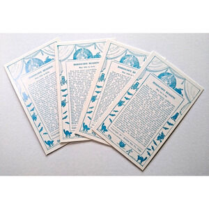 4 Exhibit Horoscope Readings Fortune Teller Cards Bats Cats Witches May Vintage